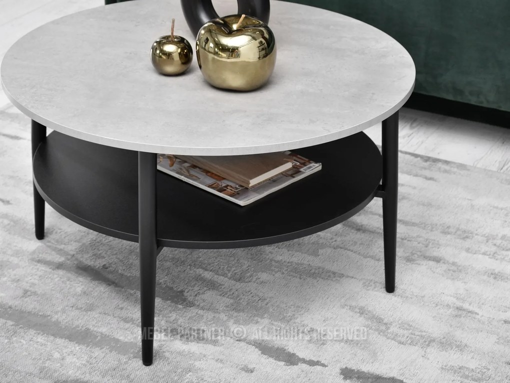 Konferenčný stolík Randolf Xl (betónová + čierna). Akcia -10%. Vlastná spoľahlivá doprava až k Vám domov. 1111527