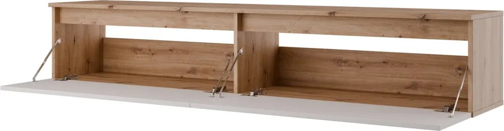 Závesná TV skrinka Asko Living, 180 cm, dub artisan/biela