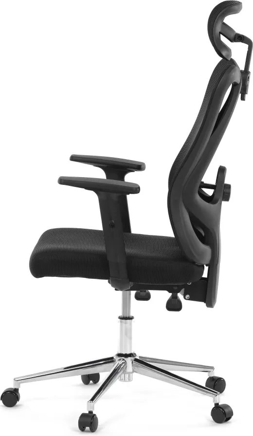 Kancelárska ergonomická stolička LUMOS — sieť / látka, čierna