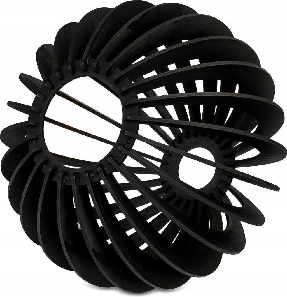 Tienidlo pre lustrovú lampu, drevená guľa, čierne