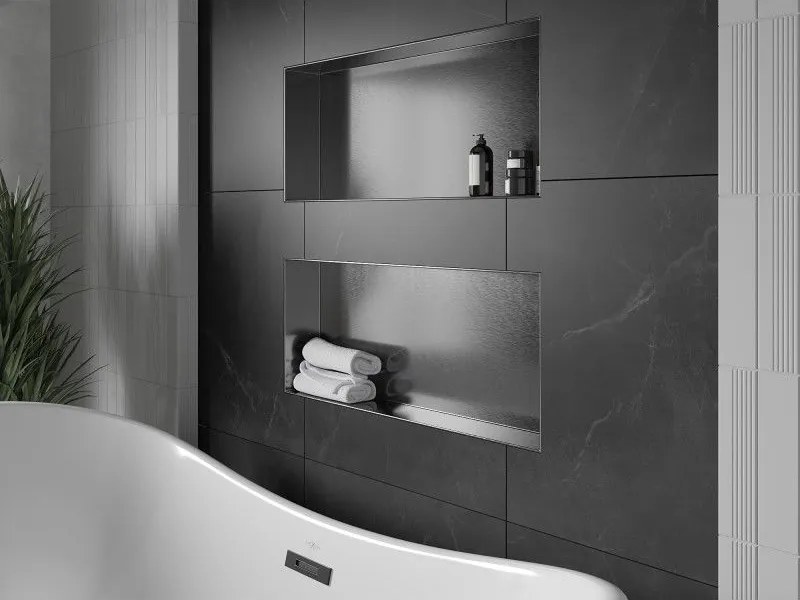 Mexen X-Wall-NR, polica na zapustenie bez príruby 75 x 30 cm, grafitová matná - 19E1753010