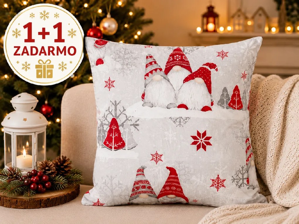 INTERMEDIC SK Obliečka na vankúš Vianoční škriatkovia 40x40 cm – 1+1 ZADARMO