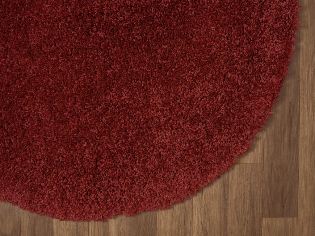 My Flair, Kusový koberec My Shaggy weinrot kruh, 150x150 (priemer) kruh, červená, chodba / predsieň