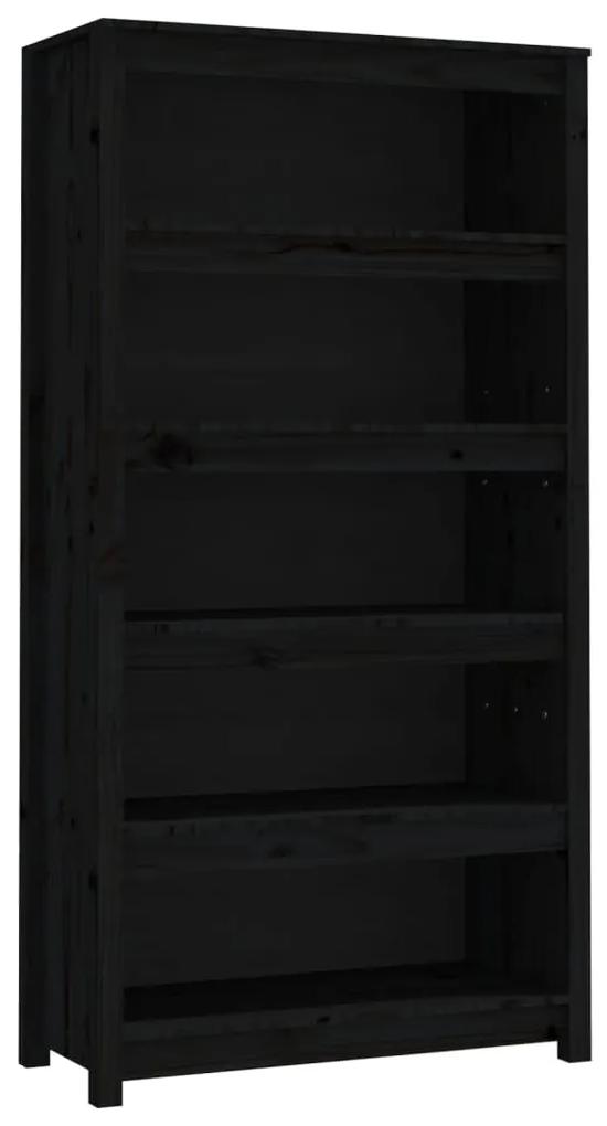 vidaXL Knižnica čierna 80x35x154 cm masívna borovica