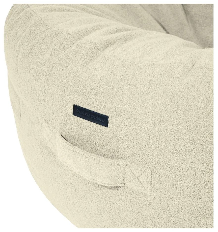 Krémový sedací vak z textílie buklé Roll 135 – SLOWDOWN