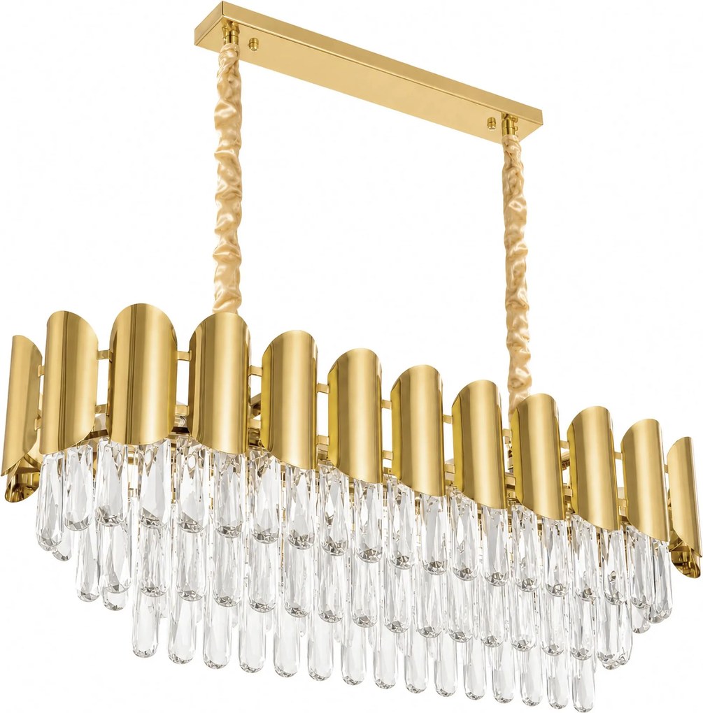 Toolight Toolight, krištáľová závesná lampa, 8×E14, SWE101-CP, zlatá, OSW-30224