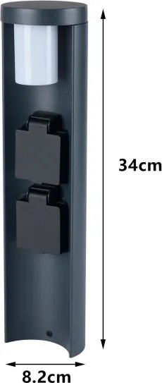 Brilagi - Vonkajšie svietidlo so 2 zásuvkami SCHUKO PILLAR 1xG9/11W/230V IP44 antracit