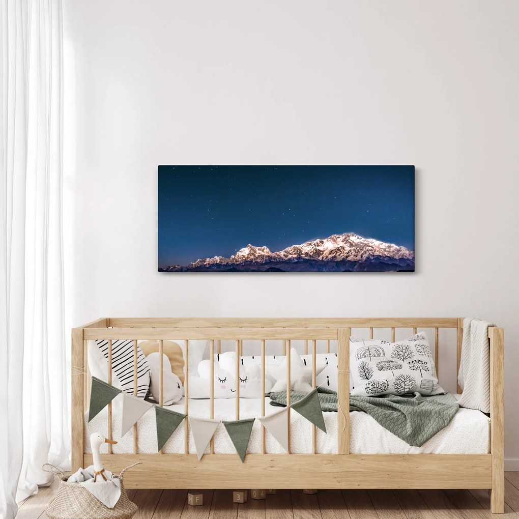 Obraz hôr a nočnej oblohy (120x50 cm)
