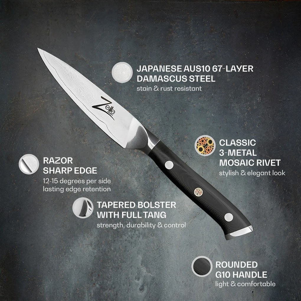 Alpha-Royal Japanese Series, 4" nôž na lúpanie, damašková oceľ, 67 vrstiev