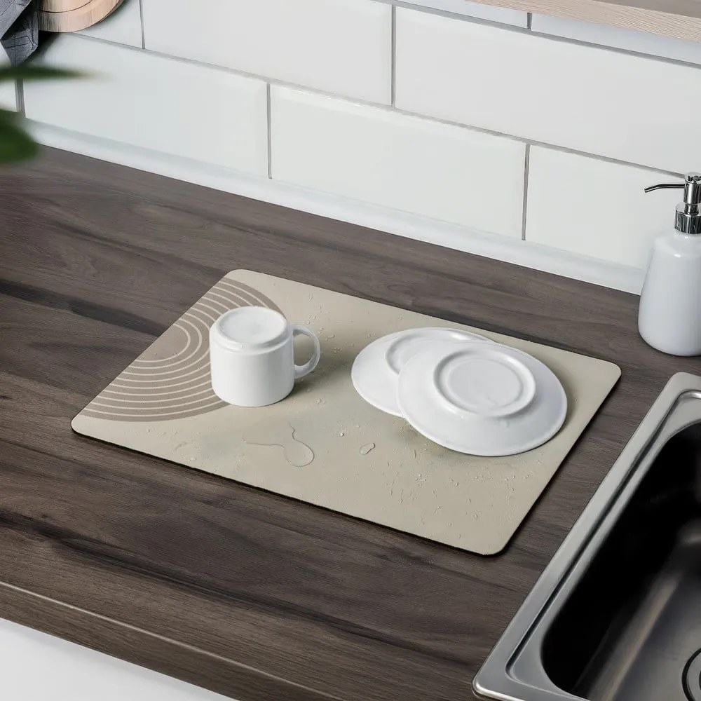 Béžová gumová odkvapkávacia podložka na riad 40x30 cm Dima – Wenko