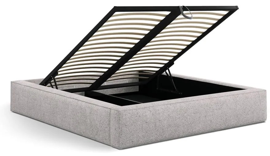 Béžová čalúnená dvojlôžková posteľ s úložným priestorom s roštom 180x200 cm Simon Darren – Micadoni