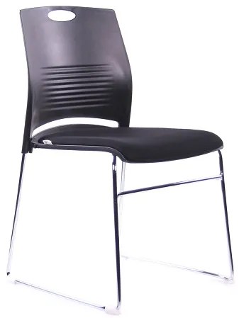 Rokovacia stohovateľná stolička Sego STREAM - čalúnený sedák, viac farieb Černá