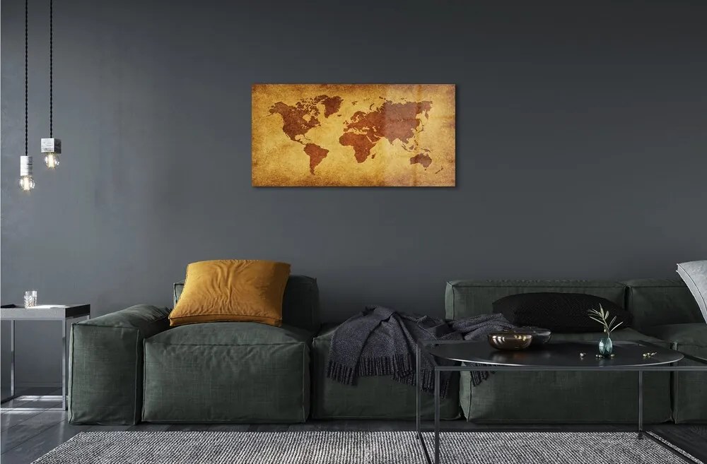 Sklenený obraz Starý hnedý mapa 120x60 cm