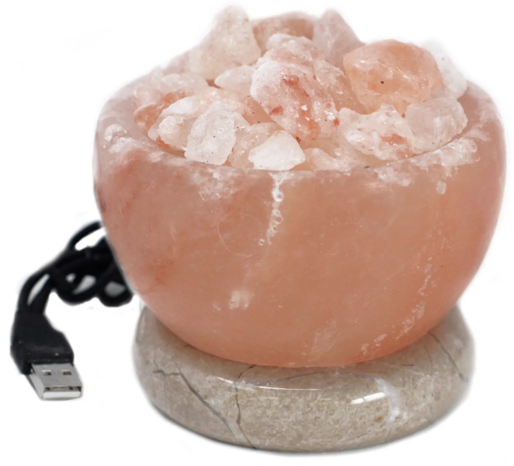 Himalájska soľná miska s podstavcom na USB 8,5x7,5 cm
