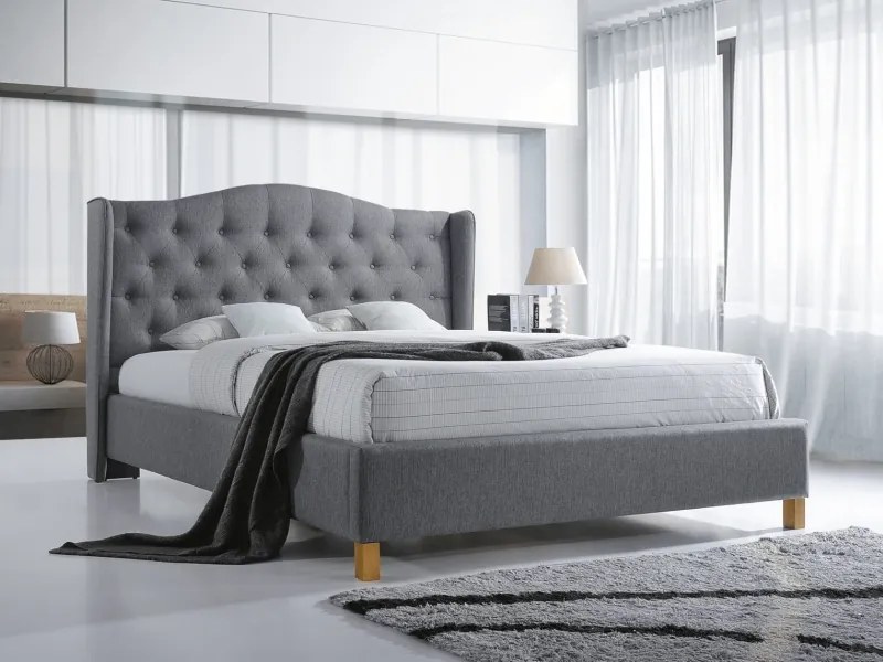Sivá čalúnená posteľ ASPEN 160 x 200 cm Matrac: Matrac COCO MAXI 23 cm