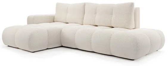 Rozkladacia rohová čalúnená sedacia súprava s úložným priestorom v tvare L ALMADA ľavá svetlo-béžová