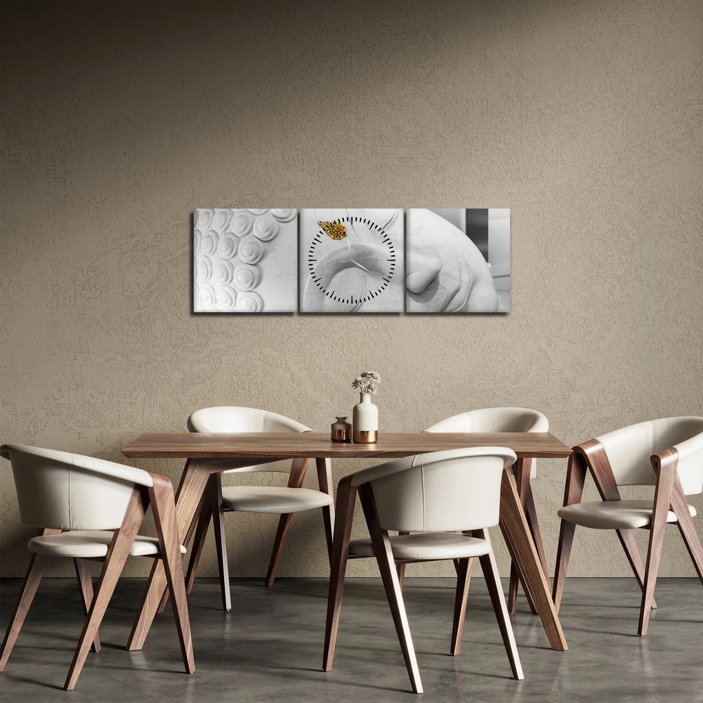 Obraz - Biely Budha (s hodinami) (90x30 cm)