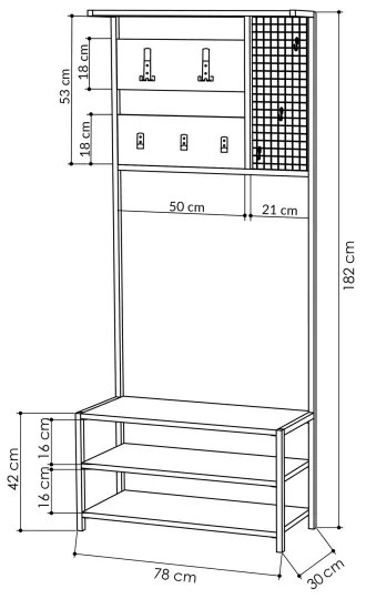 Predsieňová stena NOMAD 182x78 cm čierna/antracit