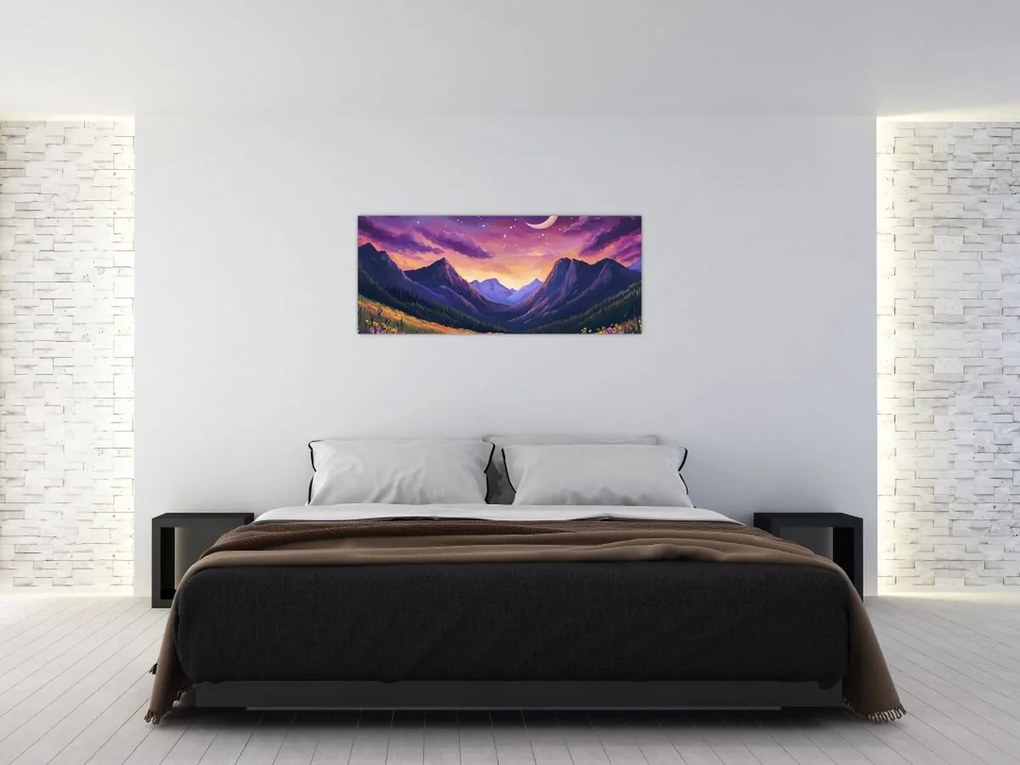 Obraz - Fialová krajina (120x50 cm)