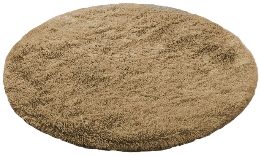 TZ Hnedý okrúhly shaggy koberec Lana Rozmer: 80 cm