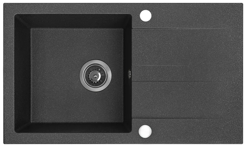 Kuchinox Shire, 1-komorový granitový drez s odkvapkávačom 760x440x185 mm, čierna, LAV-SBS_711Y