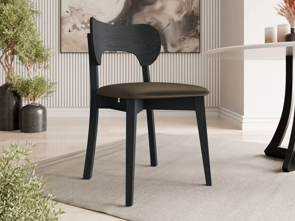 Čalúnená jedálenská stolička KT64, Dostupné poťahy: Magic Velvet 2250, Farby: czarny