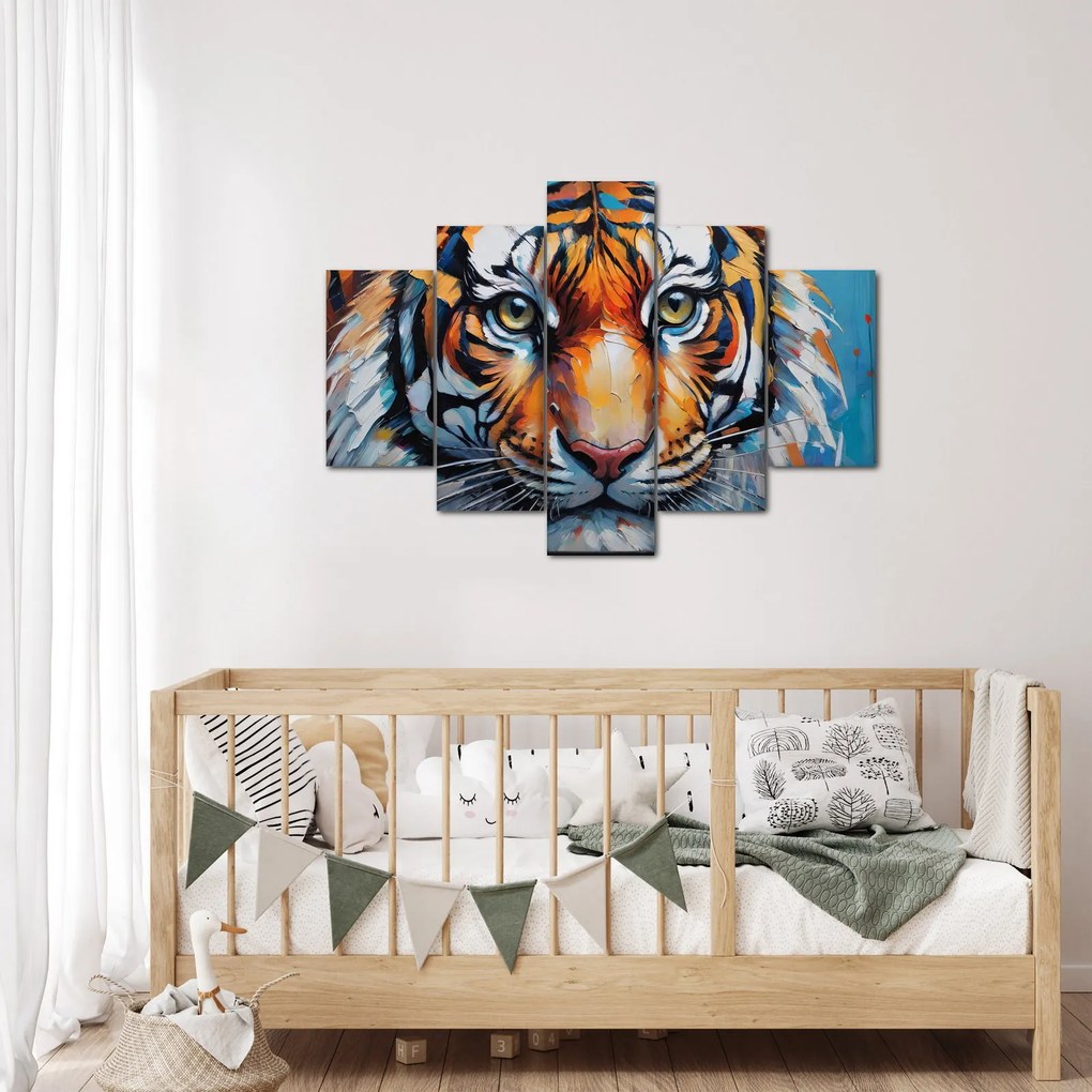 Obraz - Pohľad tigra, maľba (150x105 cm)