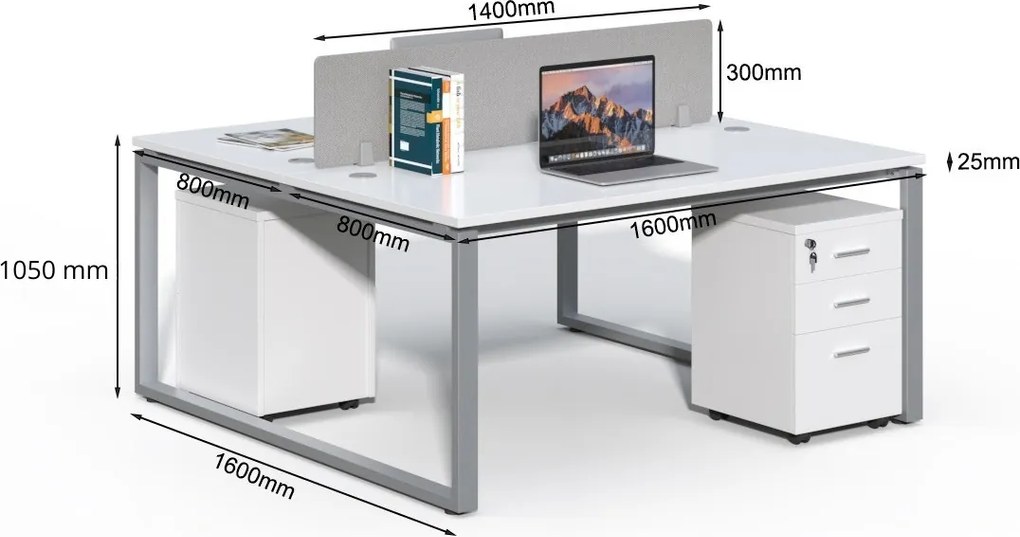 Kancelárska zostava 2 osoby Houseland Prime Max 01 160 cm biela