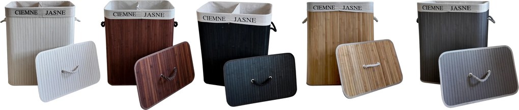 TRENDIE Bambusový kôš na prádlo 100l šedý + DARČEK