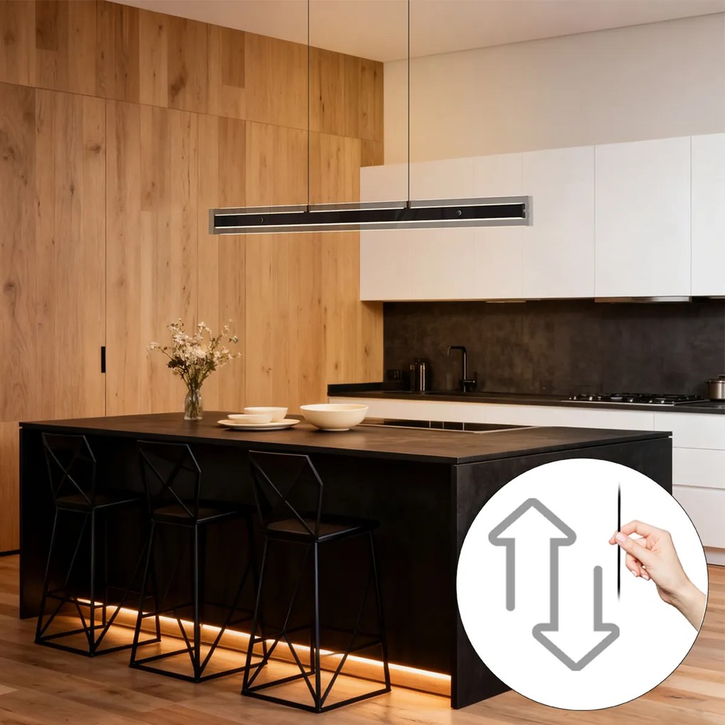 Moderné závesné svietidlo čierne s dymovým sklom - Catch