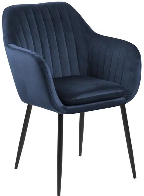 Jedálenská stolička FARINA  tmavo modrý polyester, čierne kovové nohy