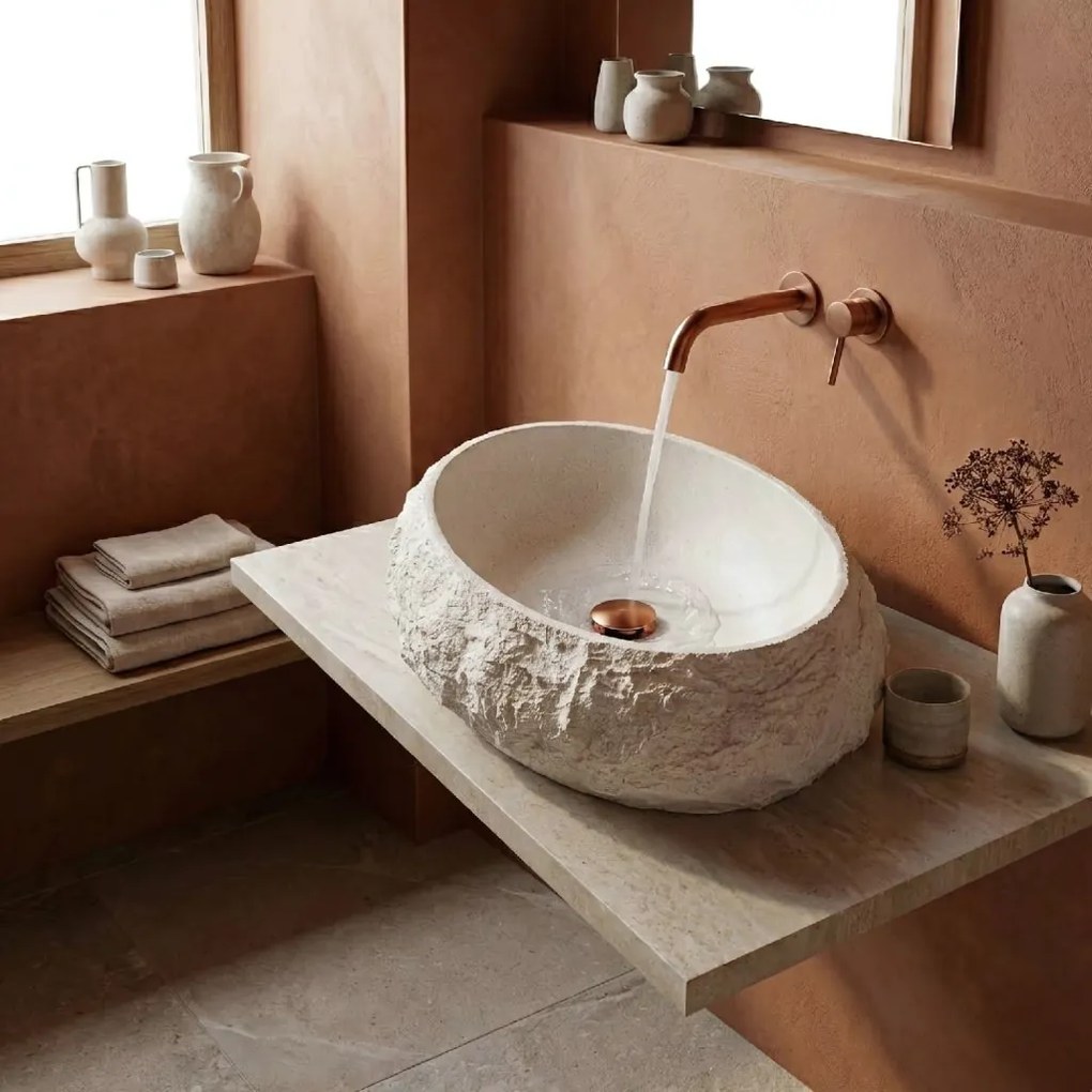 Rea Mika Ivory, umývadlo na dosku 500x380x150 mm, ecru-imitácia kameňa, REA-U7350