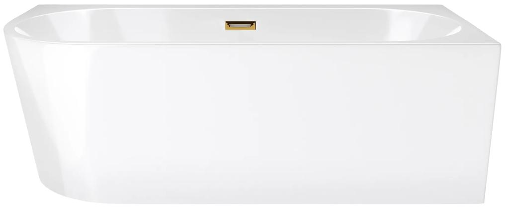 D‘Eluxe - VANE - Voľne stojaca akrylátová vaňa RELAX NT49R Pravá xcm Voľne stojaca vaňa biela 160 74 59 160x74cm biela + Sifón CLIK CLACK - farba Zlatá