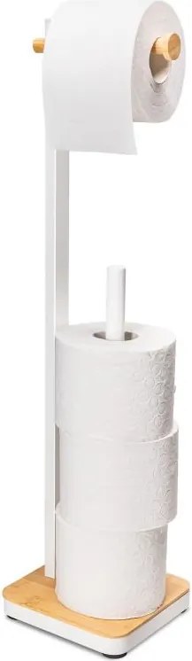 Erga Gasa, držiak na toaletný papier so zásobníkom na postavenie 62cm, biela-prírodná hnedá, ERG-YKA-P.GASA-WHT