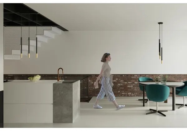 Luster na lanku MOSAIC 3xG9/12W/230V čierna/zlatá