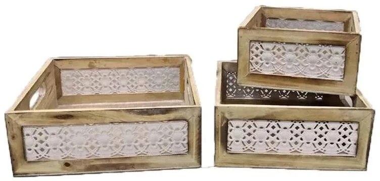Drevené bedničky sada 3 ks 26cm
