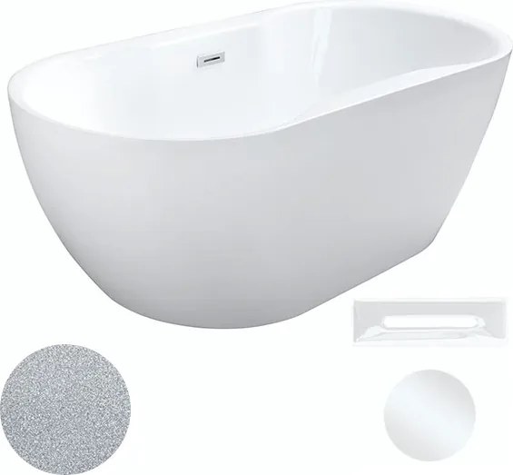 Besco Akrylátová voľne stojaca vaňa Navia Glam S 140x75 (150x80, 160x80) BESCO-Typ výpuste: Click-Clack s prepadom, zlatá, BESCO-Rozmery: 140x75, BES…