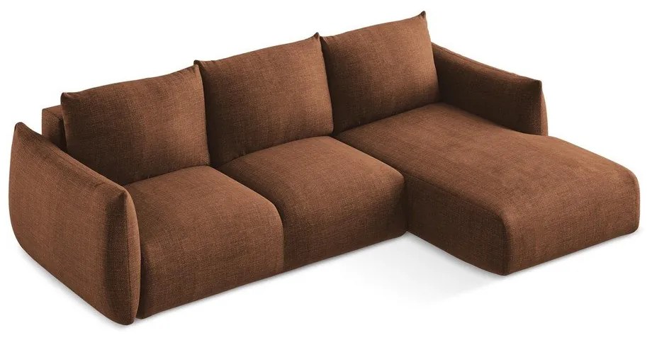 Terakotová rozkladacia rohová pohovka (pravý roh/s leňoškou) Leila – Makamii