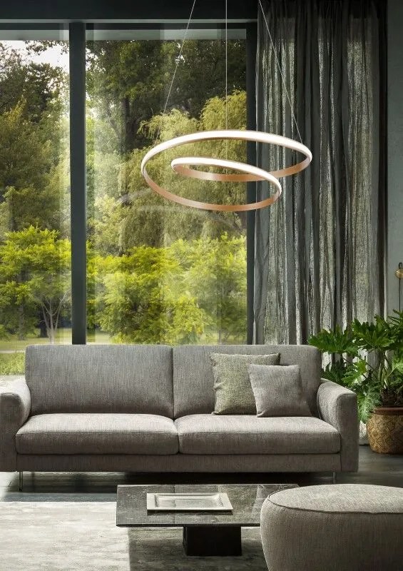 Redo 01-1794  TORSION SU LED 30W D550 interiérové závesné svietidlo 3000K bronzová 2490lm