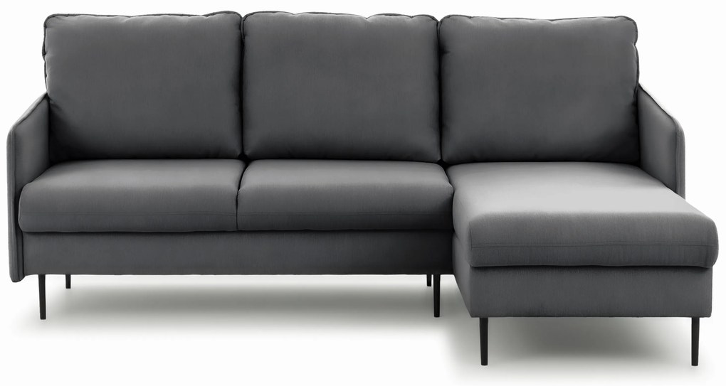 Rozkladacia rohová sedačka Taila Mini pravá - šedý zamat Velluto 18 / čierne nožičky