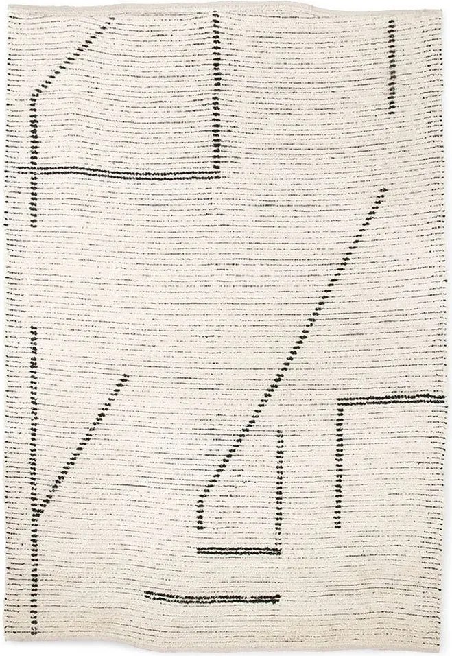 Béžový ručne tkaný bavlnený koberec so vzorom Woven - 200*300 cm