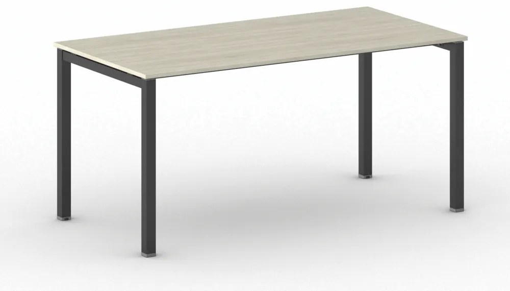 Rokovací kancelársky stôl PRIMO SQUARE, 160x80 cm, čierna podnož, dub prírodný