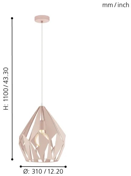 EGLO 49024 - Luster na lanku CARLTON-P 1xE27/60W/230V