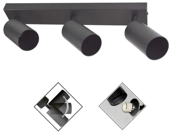 Bodové svietidlo FARGO 3xGU10/30W/230V čierna