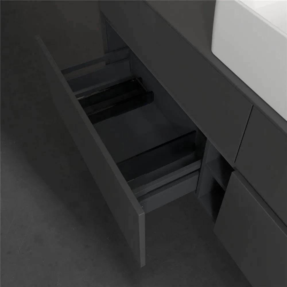 VILLEROY &amp; BOCH Collaro závesná skrinka pod umývadlo na dosku (umývadlo v strede), 4 zásuvky, 1600 x 500 x 548 mm, Glossy Grey, C04900FP