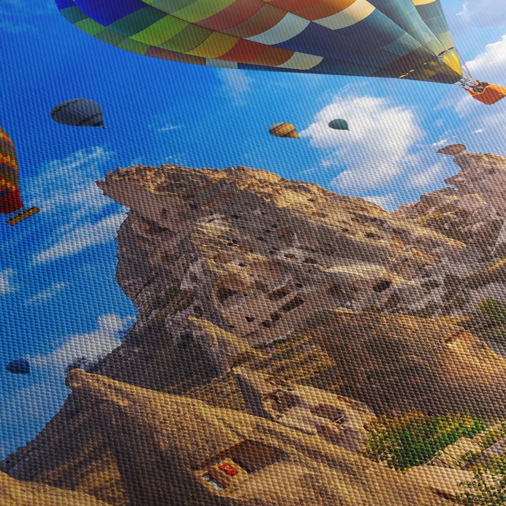Obraz - Teplovzdušné balóny, Cappadocia, Turkey. (s hodinami) (90x30 cm)