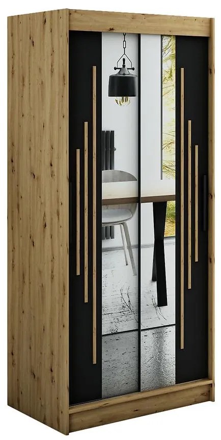 Skriňa Halifax Y1 100 Dub Artisan/čierna/Zrkadlo