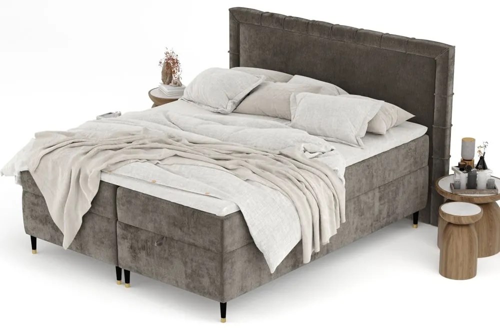 Tmavosivá boxspring posteľ s úložným priestorom 180x200 cm Voyage – Maison de Rêve