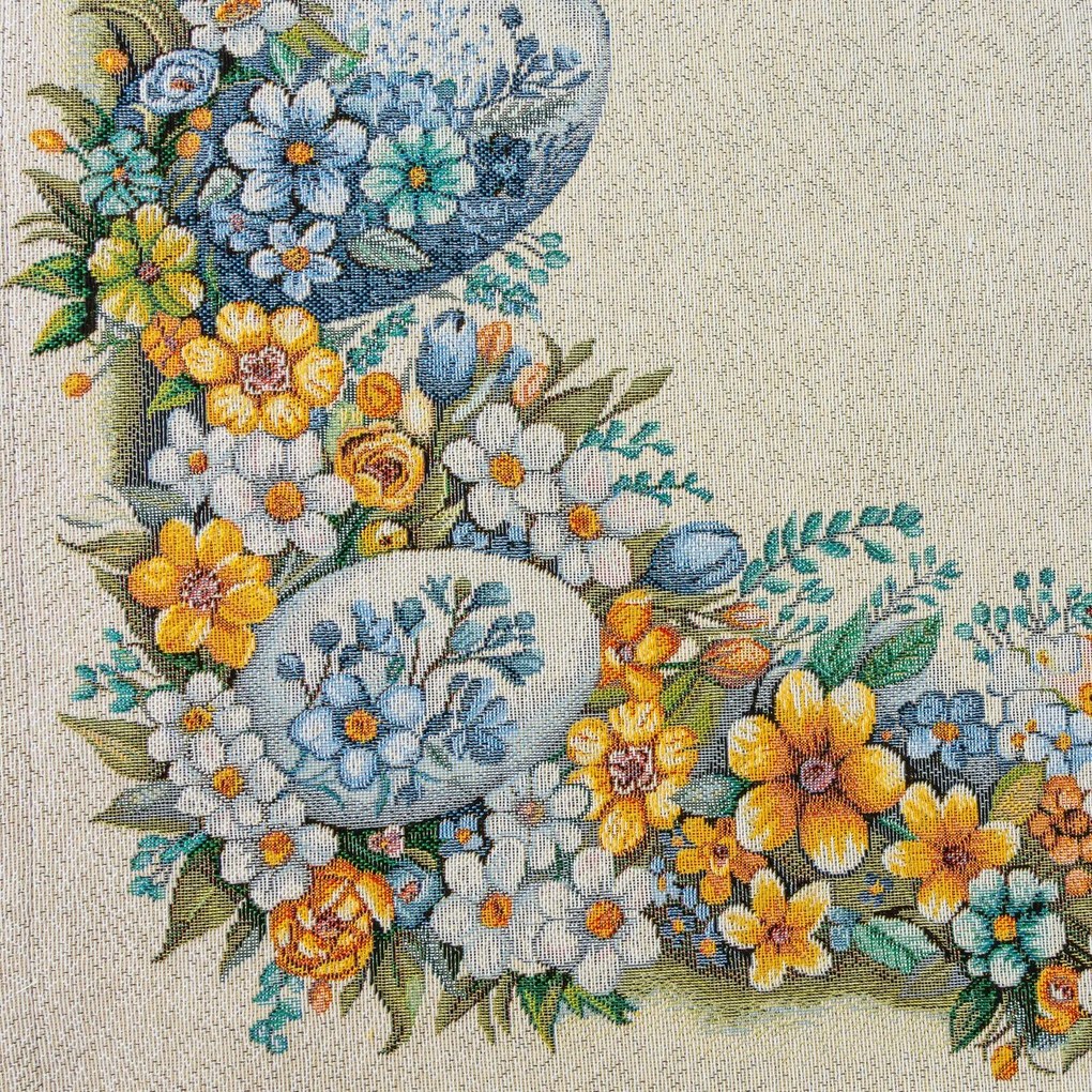 VEĽKONOČNÝ GOBELÍNOVÝ OBRUS PASCH 140X180 CM VZOROVANÁ