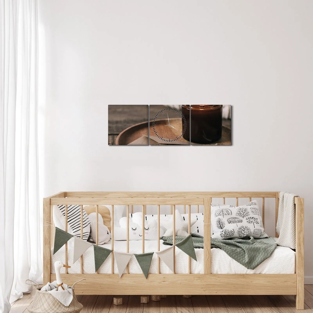 Obraz - Horiaca sviečka (s hodinami) (90x30 cm)